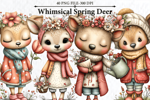 Download Whimsical Spring Deer Clipart - Premium Resources