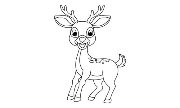 Download Cute Deer Cartoon Vector Coloring Page - Cartoon Collection