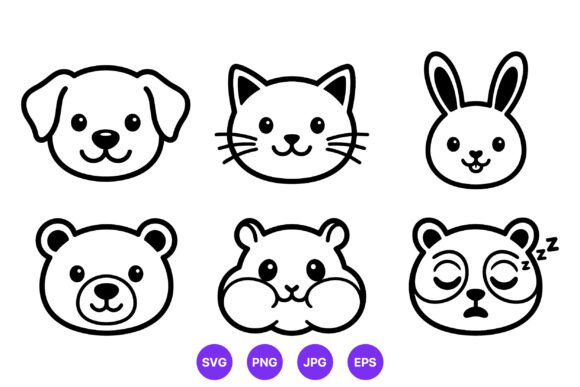 Download Cute Animal Faces Cartoon Vector Design - Cartoon Collection