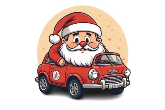 Download Cute Santa with Car Illustration Design - Car Collection
