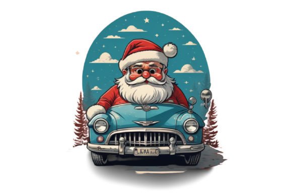 Download Cute Santa with Car Illustration Design - Car Collection