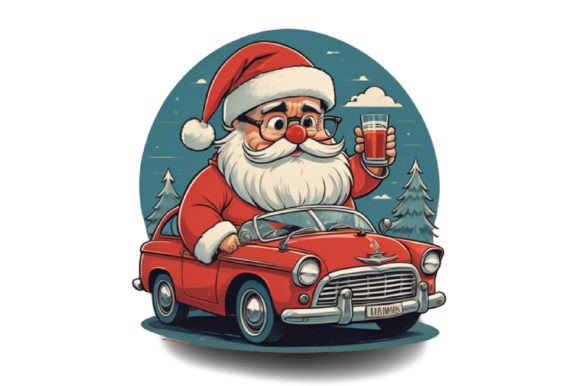 Download Cute Santa with Car Illustration Design - Car Collection