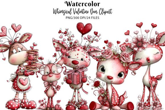 Download Whimsical Valentine Deer Clipart - Premium Resources