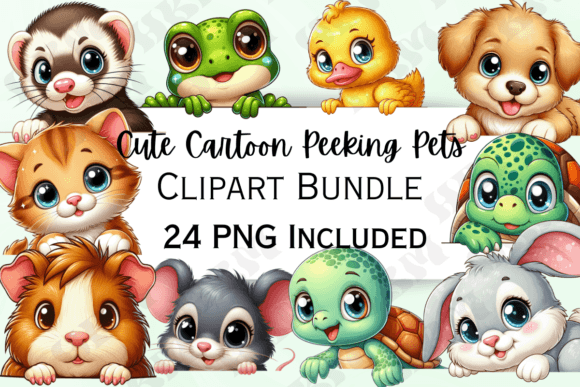 Download Cute Cartoon Peeking Pets Clipart - Cartoon Collection