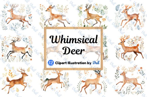 Download Whimsical Deer Clipart Watercolor Bundle - Premium Resources