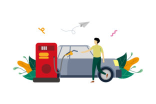 Download Refueling Car Flat Design Illustration - Car Collection