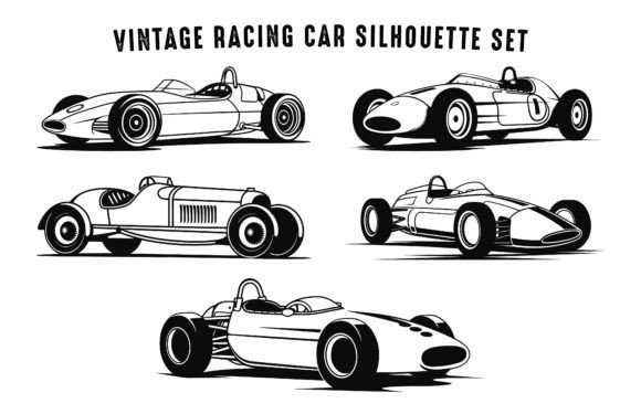 Download Vintage Racing Car Vector Silhouette Set - Car Collection