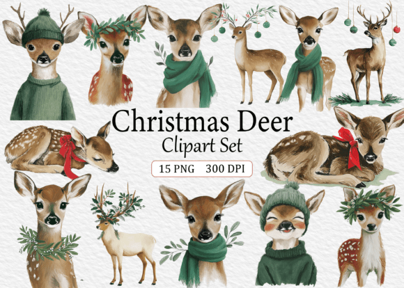 Download Christmas Deer Clipart Set - Premium Resources