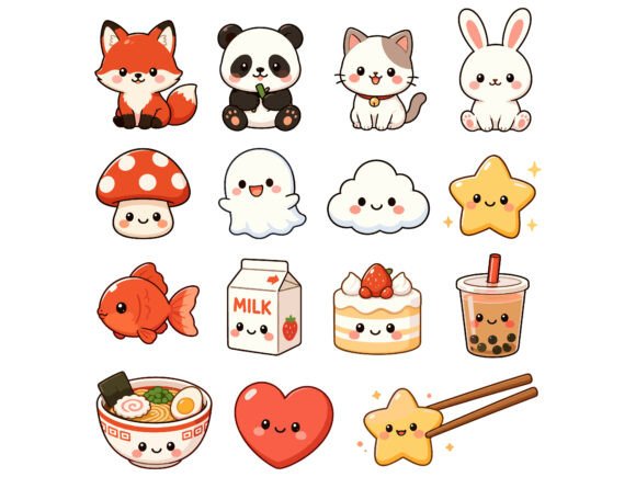 Download Cute Kawaii Cartoon Icons Animal Set Art - Premium Resources