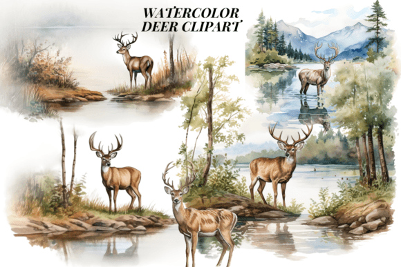Download Watercolor Deer Clipart - Deer clipart Collection
