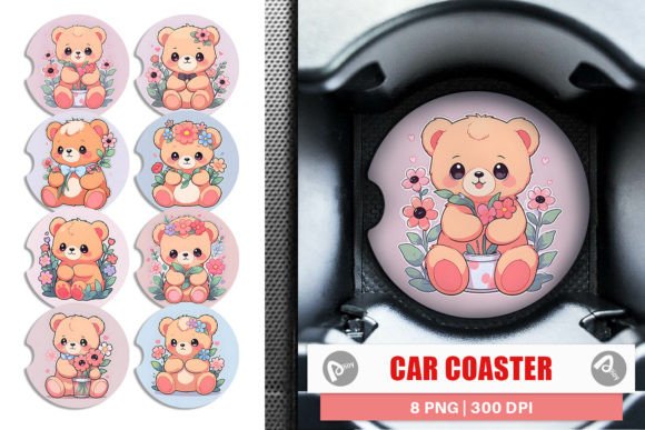 Download Car Coaster Cute Teddy Bear Illustration - Car Collection