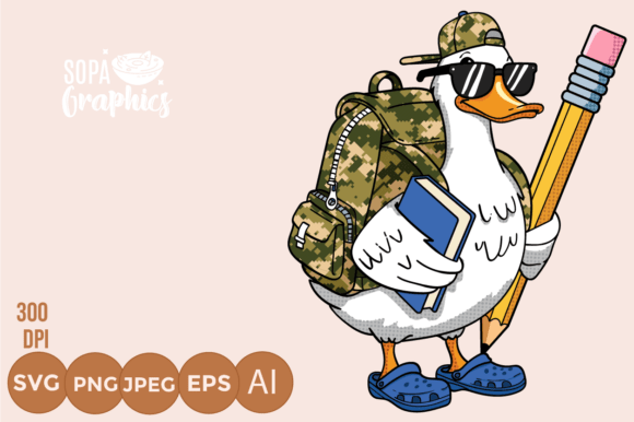 Download Back to School Stylish Cartoon Duck - Premium Bundle